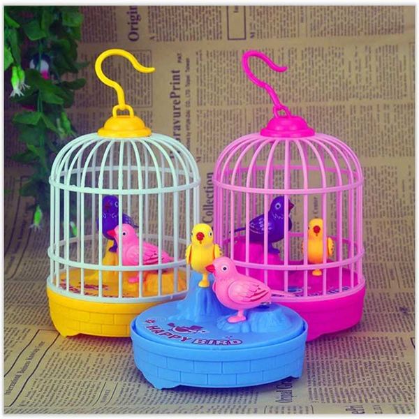 Small Children Electronic Simulation Bird Cage Toy With Sound Realistic Voice Parrot Cage Electric Pets Toy For Kids Y240814