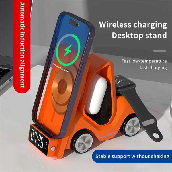 Wireless Charger Stand For iPhone 14 13 X Pro Max Alarm Clock LED Night Light Fast Charging Dock Station For Watch AirPodsM240731