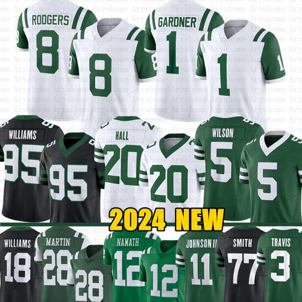 Aaron Rodgers Garrett Wilson Football Jersey Ahmad Sauce Gardner Breece Hall Quincy Quinnen Williams Curtis Martin Travis Jermaine Johnson C