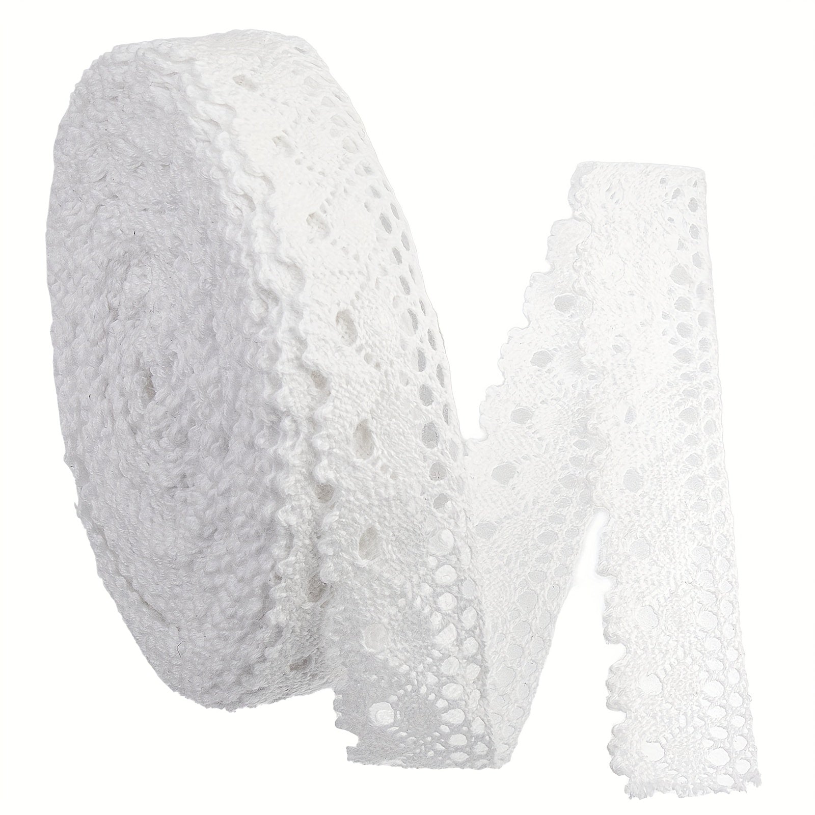 TEMU Idongcai White Scalloped Lace Trim, 0.9" Width, 20 Yards - Sewing Lace Ribbon For Crafts, Scrapbooking, Gift Packaging & Home Fabric Decoratio