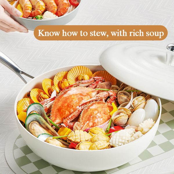 Moonlight White Pot Pots for Kitchen Glass Pan Kitchenware Pot Set Cooking Food Sets Non-stick Cookware Dining Bar Home Garden