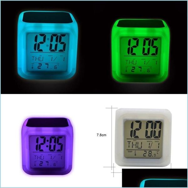 Desk Table Clocks Led Table Clocks Sublimation Blanks Glow Electronics Square Bedroom Colorf Alarm Reminder Clock Children 8 Kinds Dhbnd