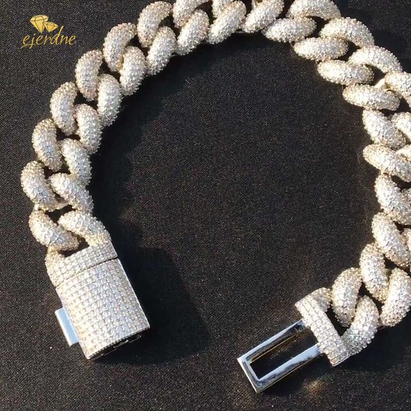 Hip Hop Diamond 3D Cuban Link Chain Men Bracelet AAA Zircon 14mm Sier Gold Plated Iced Out Bracelets High Quality Bubble Chains Party Gifts