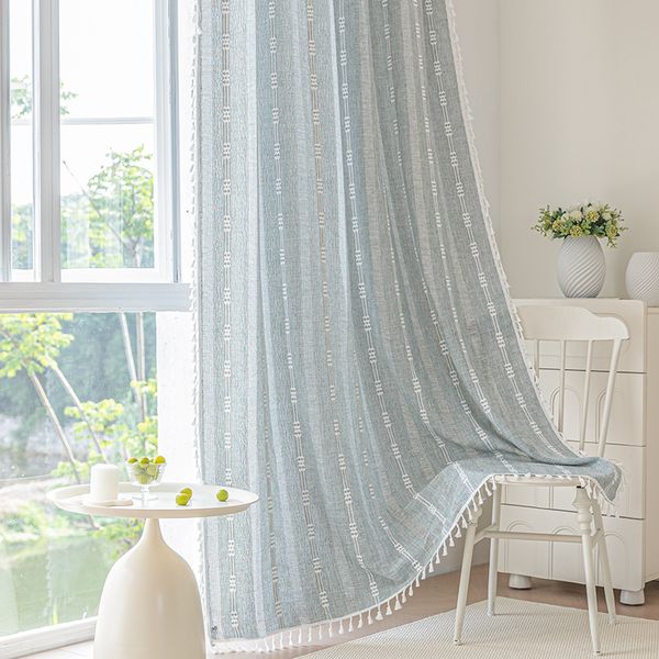 A643 Chic New Style Multi-Color Semi-Transparent Window Treatment - Premium Cotton and Linen Combination Curtain