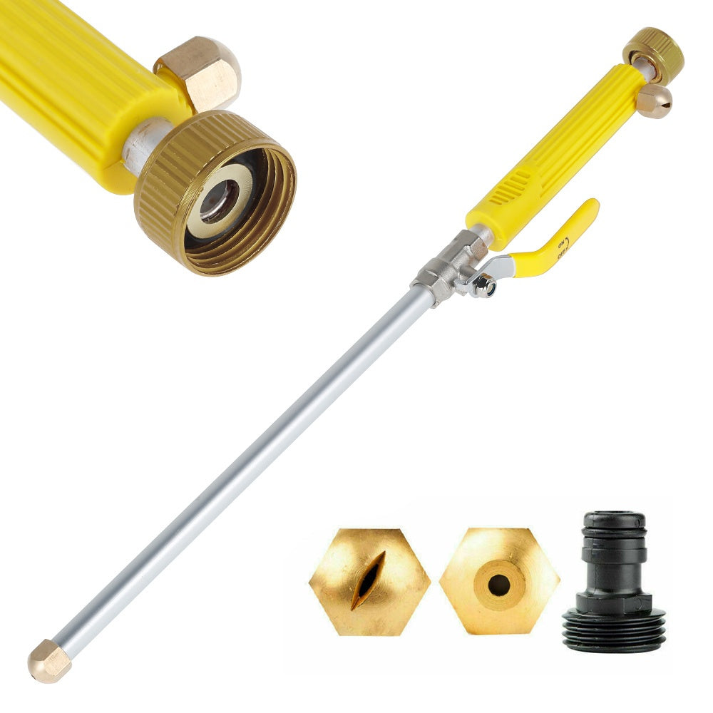 TEMU High Pressure , Water Hose Nozzle, Watering Sprayer Cleaning Tool, Wand Lance For Gutter Patio Car Pet Window Glass Yellow, Without Battery