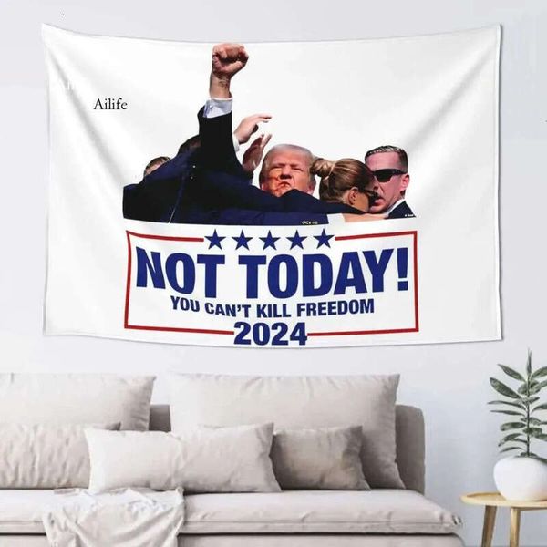Not Today Shooting Hanging Hippie Fabric Tapestry Trump Fight For America Blanket Wall Decor Tapiz 0723