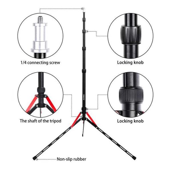 Tripods Fosoto FT-190B Red Led Lamp Tripod Bag 2.22m Soft Box for Photo Studio Photography Lighting Flash Umbrella Reflector Y240615CQKM