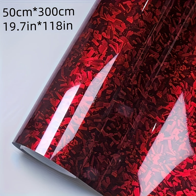 TEMU 1pc High Gloss Carbon Fiber Vinyl Car Wrap Self-adhesive Film, Bubble-free, Technology, Suitable For Diy Car And Motorcycle Protection