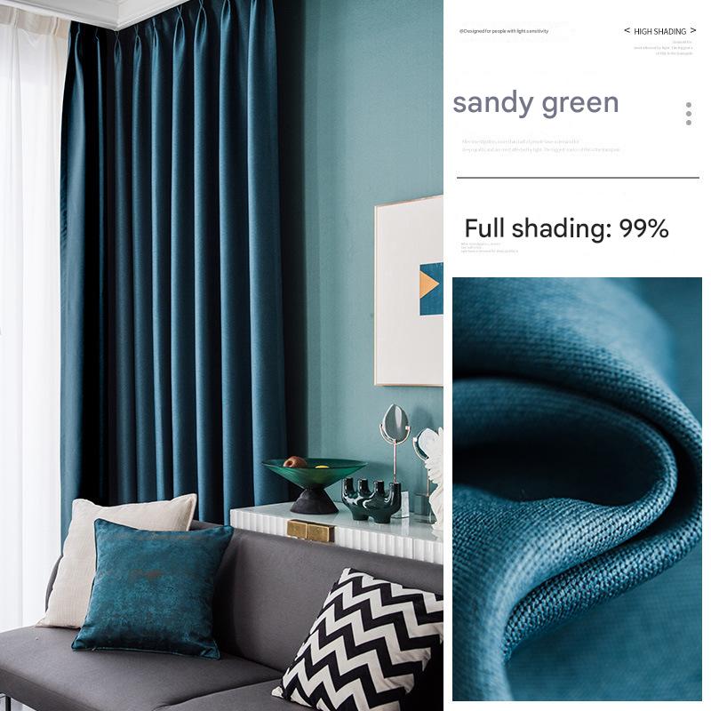 YL-36754 bedroom full blackout curtain new living room thick sunscreen bay window cloth rental house light luxury