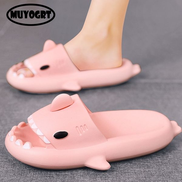 Slippers Fashion For Women Men Outdoor Beach Slides Bathroom Non-Slip Thick Sandals Home Couple Flat Shoe Shark Flip ps 3229