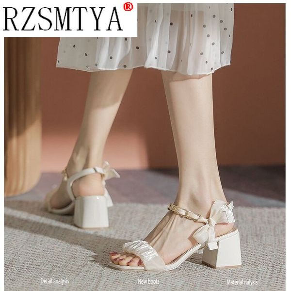 Toe Square Buckle Strap Sandals 2022 Summer Woman Thick Heels Ladies Casual Solid Pumps Female Shoes Footwear 463d