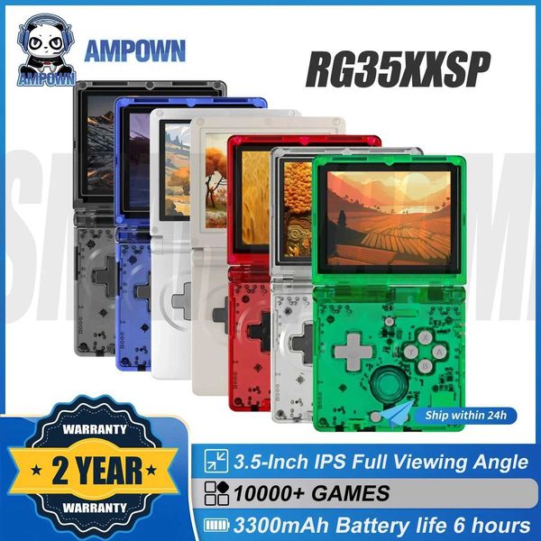 Portable Game Players AMPOWN Anbernic RG35XXSP Folding 3.5-inch I Linux OS Portable Video Game Console Portable Handheld Game Console Rerto
