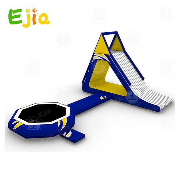 Combo Inflatable Trampoline Water Play Equipment with Triangle Slide Inflatable Aqua Park Water Toy Mobile Sea Rock Climbing Set