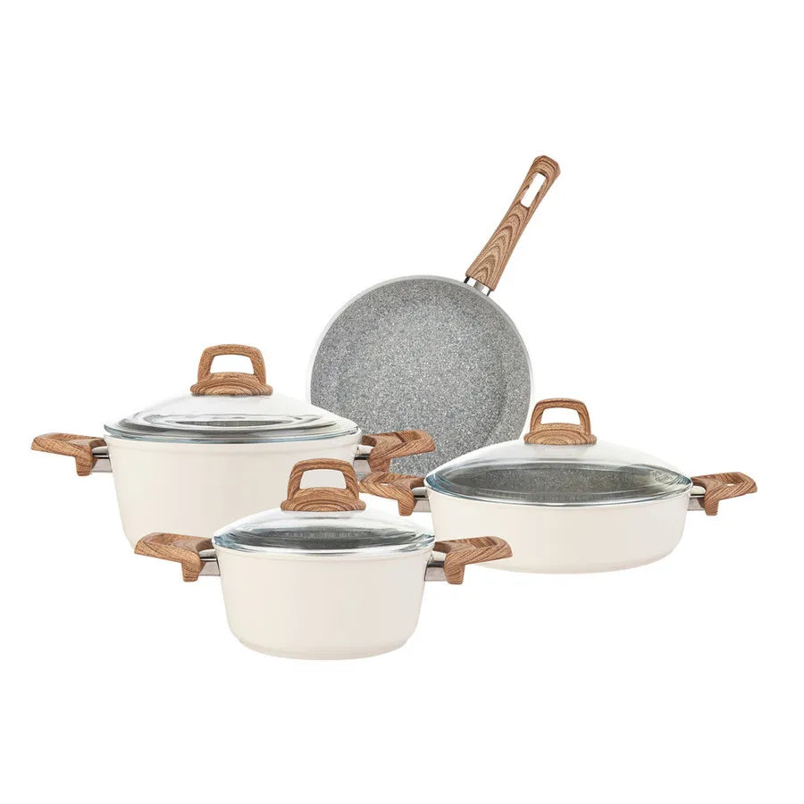 Karaca Biogranite 7-Piece Non-Stick Cookware Set, Cream