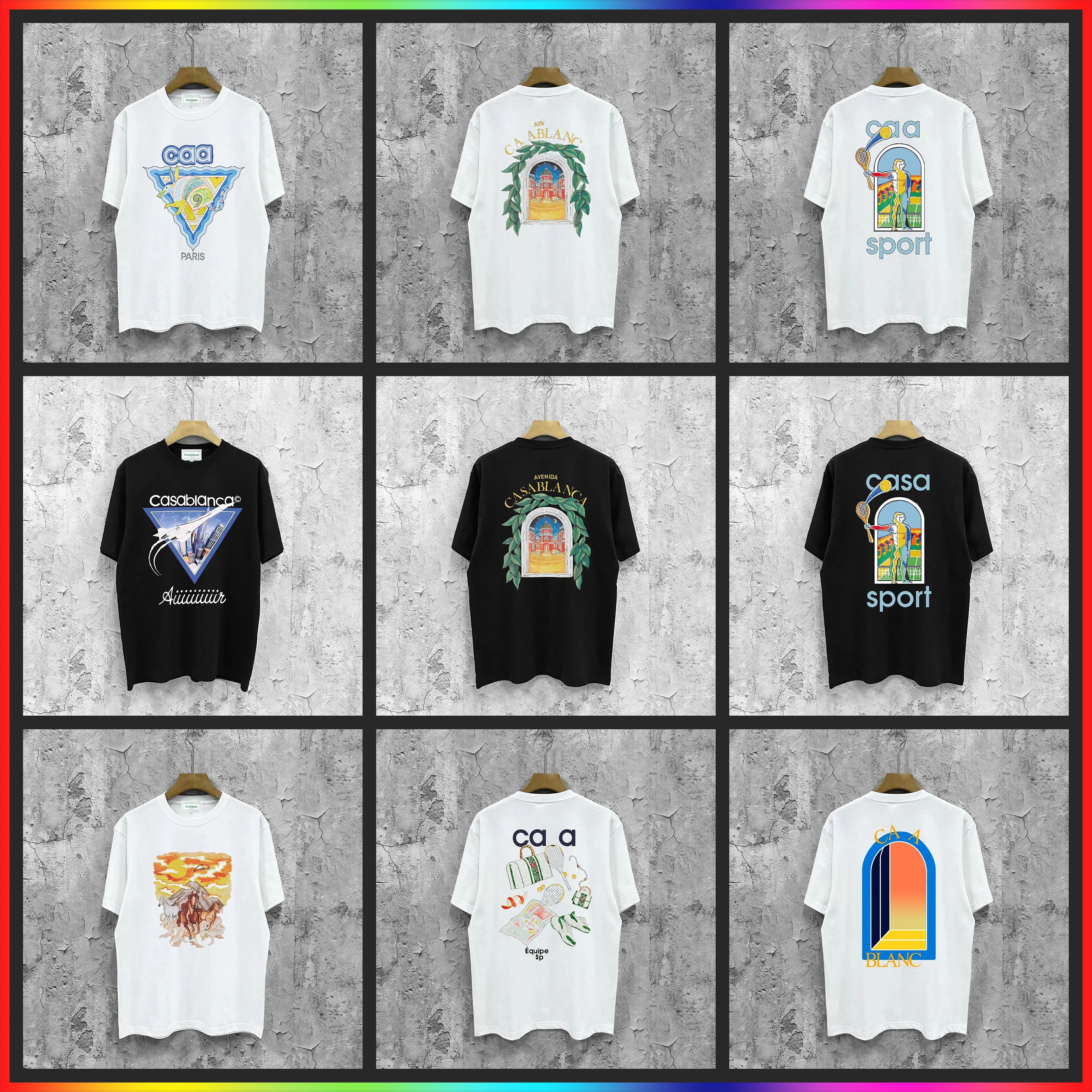5A Designer T Shirts casas t shirts 2025 graphic tees Summer Luxury Letter Print casablancamens set tshirt Short Sleeve Casual Streetwear Loose Shir