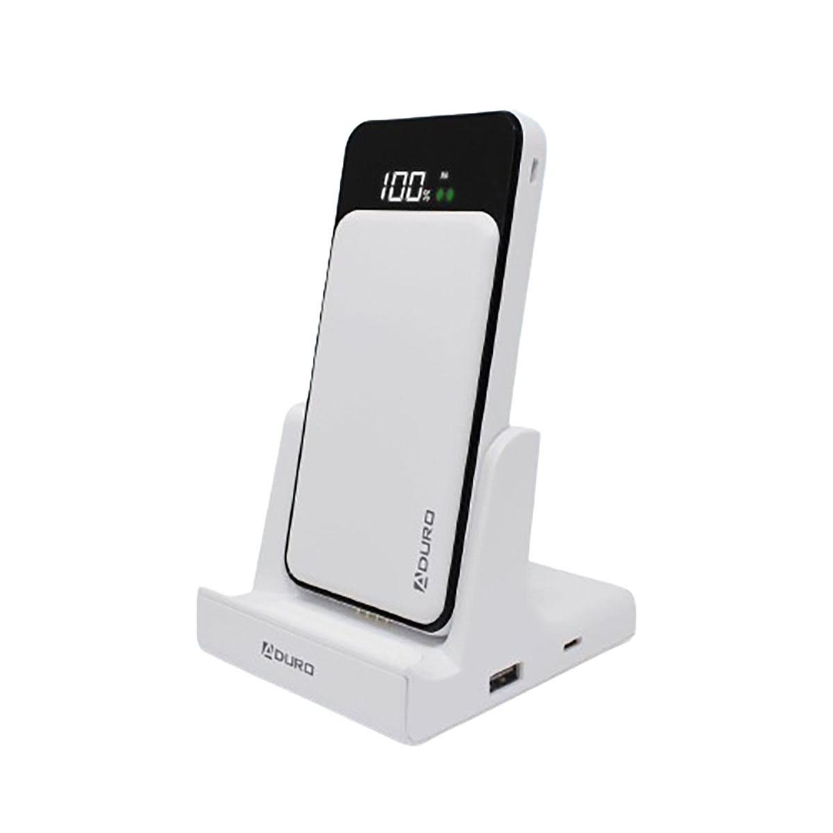 PowerUp 2-in-1 Qi Wireless Charging Battery & Desktop Charging Station by Aduro® - White