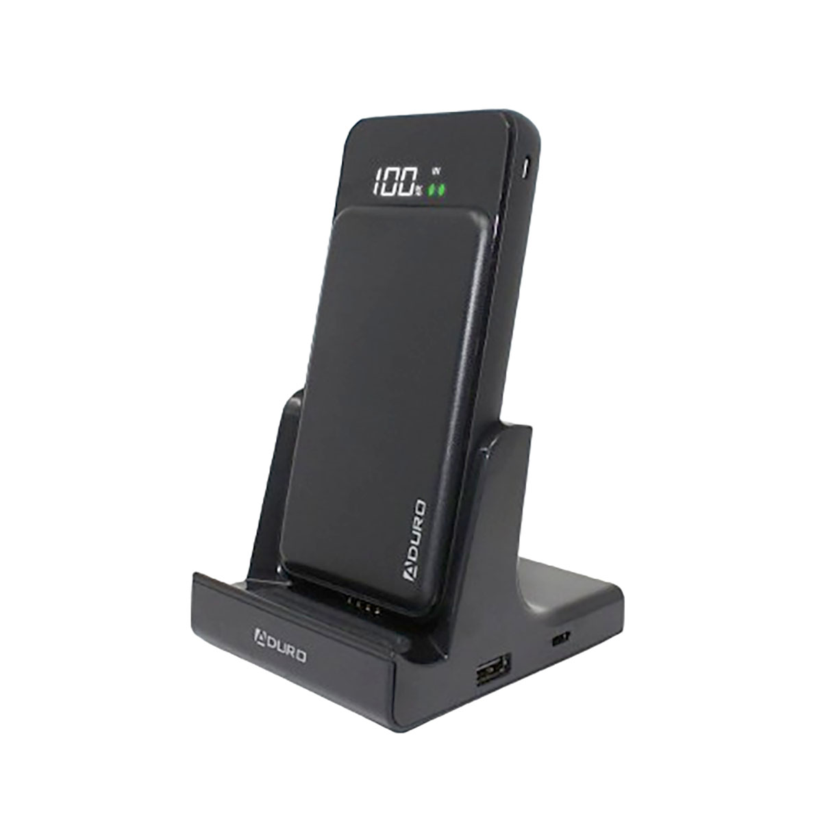 PowerUp 2-in-1 Qi Wireless Charging Battery & Desktop Charging Station by Aduro® - Black