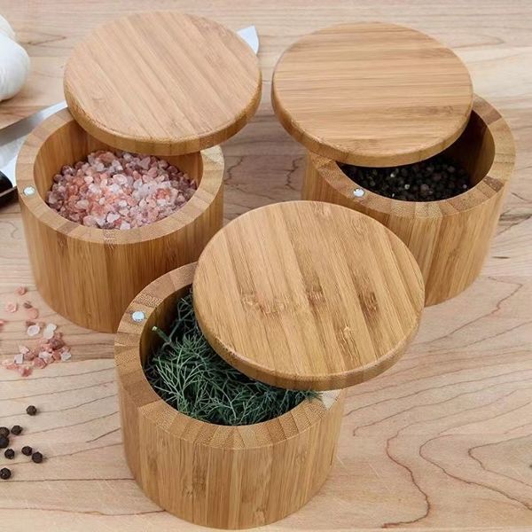 Wooden Seasoning Pot Bamboo Shaker Sugar Salt Pepper Herbs Storage Bottle Jar For Kitchen
