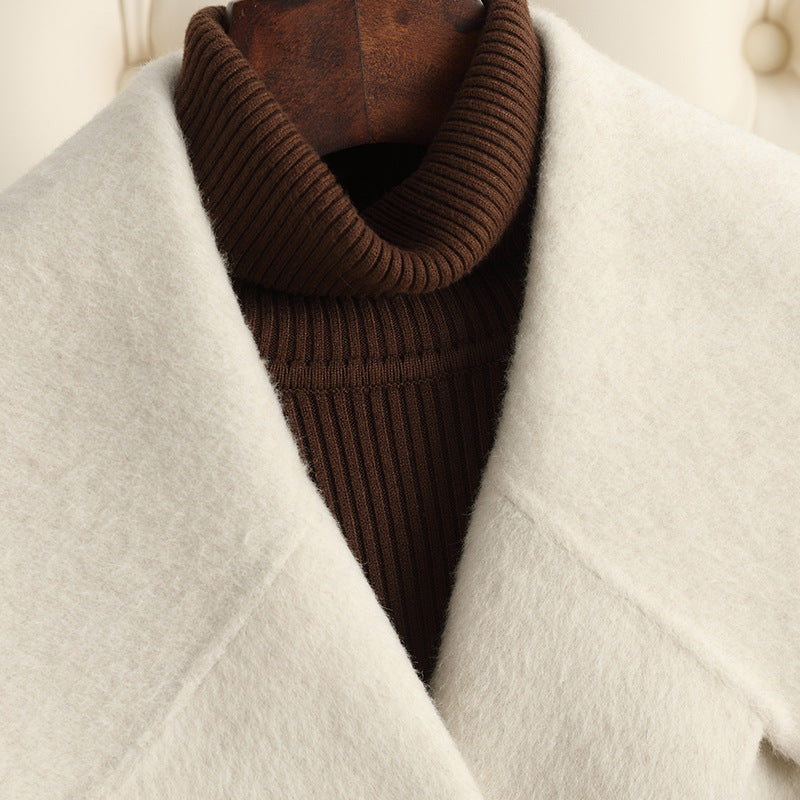 D3072 Double-faced cashmere coat for women, mid-length, over-knee, 2024 autumn and winter new candy-colored woolen coat