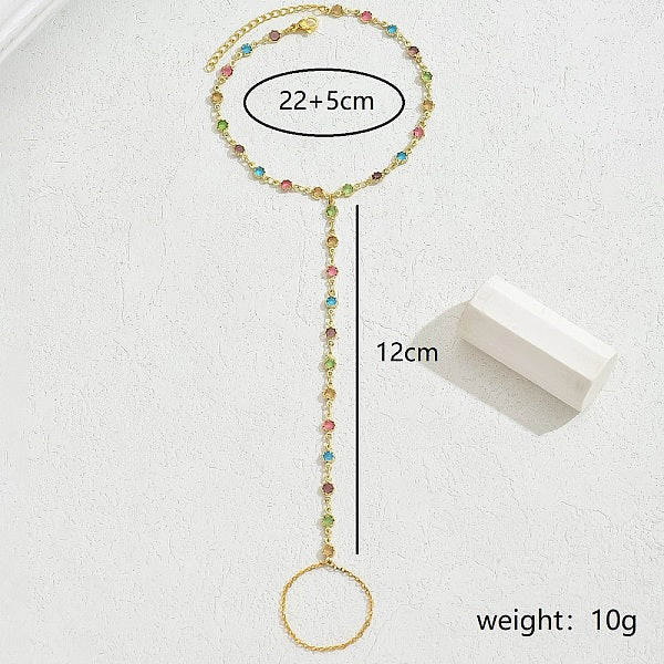 Urlaub Messing Micro Pave Zirkon Blume Quaste Charme Fußkettchen Zehenring für Frauen