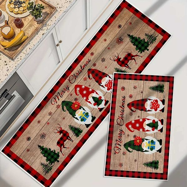 Christmas Dwarf Snowman Kitchen Mat Home Entrance Door Decoration Carpet Living Room Balcony Carpet Anti slip Floor Mat X241024