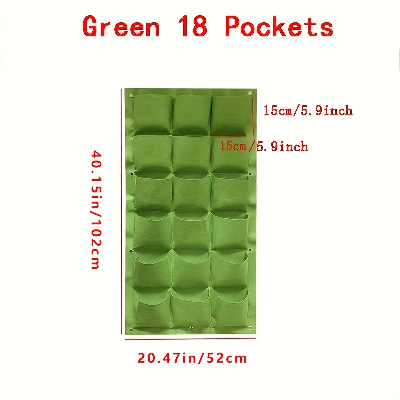 TEMU 18-pocket Vertical Garden Planter - Lightweight, Wall-mounted Grow Bag For Flowers & Vegetables, Indoor-outdoor Use, Plant Grow Bags, Style