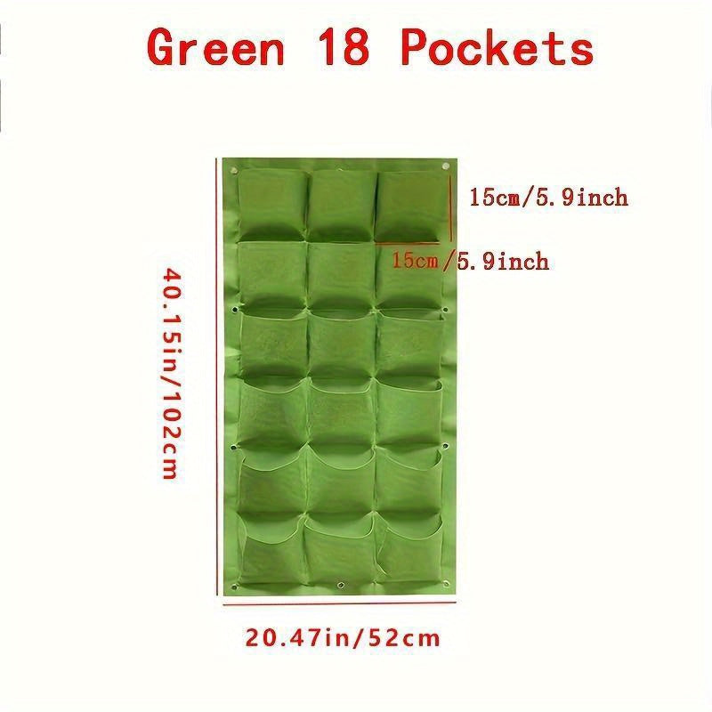 TEMU Multi-functional 18-pocket Vertical Garden Planting Bag - Lightweight Wall-mounted Flower And Vegetable Planting Bag For Indoor And Outdoor Use,