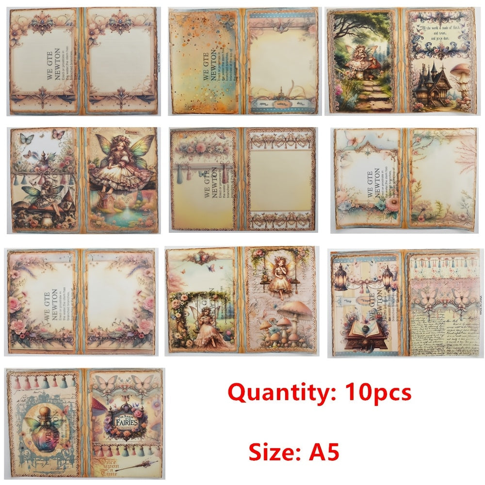 TEMU 10pcs Ruonaorou A5 Fairy Series Translucent Craft Paper - Acid-free Decorative Sheets For Scrapbooking, Journaling, Diy Projects, Card Making &