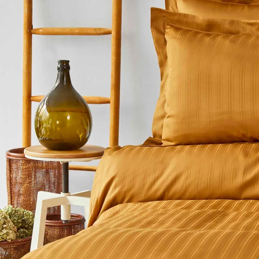 Karaca Home Charm Bold 100% Turkish Cotton Duvet Cover Set with Bed Sheet, Single, Mustard