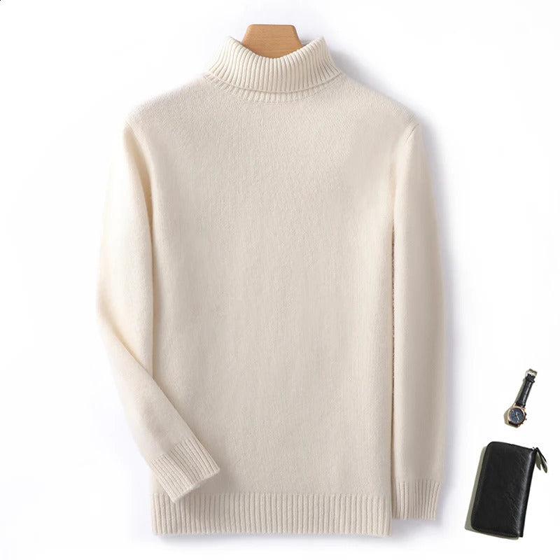 Mens Warm Solid Sweater 100% Cashmere Turtle Collar Sweater Mens Clothing Autumn and Winter Knitted Pull Flower Parachute Large Size Sweater 240824