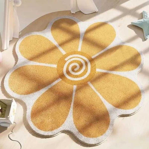 Carpets Floral Plush Bedroom Beside Rugs Yellow Fluffy Carpets For Living Room Soft Shaggy Nursery Play Mat For Children Hairy Floor Mat