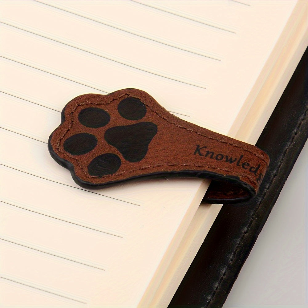 TEMU Cat Paw Cool Magnetic Leather Bookmark, Dog Paw Print Magnetic Page Clip, Retro Engraved Marker Clip With Book Text, Name Bookmark Gift For Book