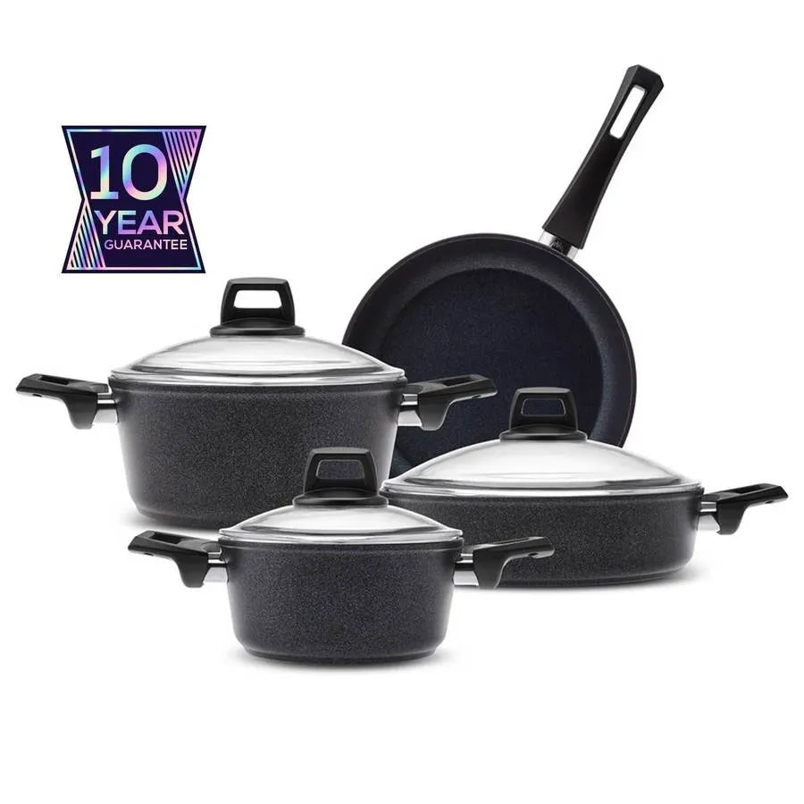 Karaca BioDiamond Power 7-Piece Non-Stick Antibacterial Handle Cookware Set, Black
