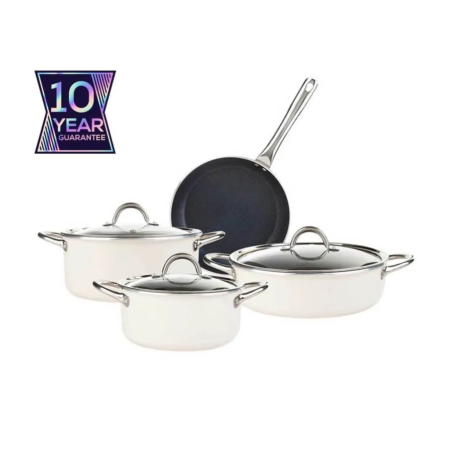 Karaca BioDiamond 7-Piece Non-Stick Cookware Set, Cream Silver