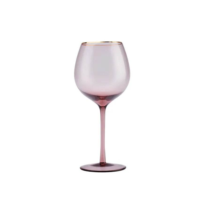 Karaca Azalea Wine Glass, 500ml, Purple Gold Transparent