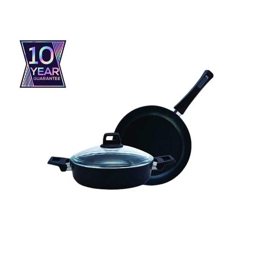 Karaca BioDiamond Power 3-Piece Non-Stick Antibacterial Handle Cookware Set, Black
