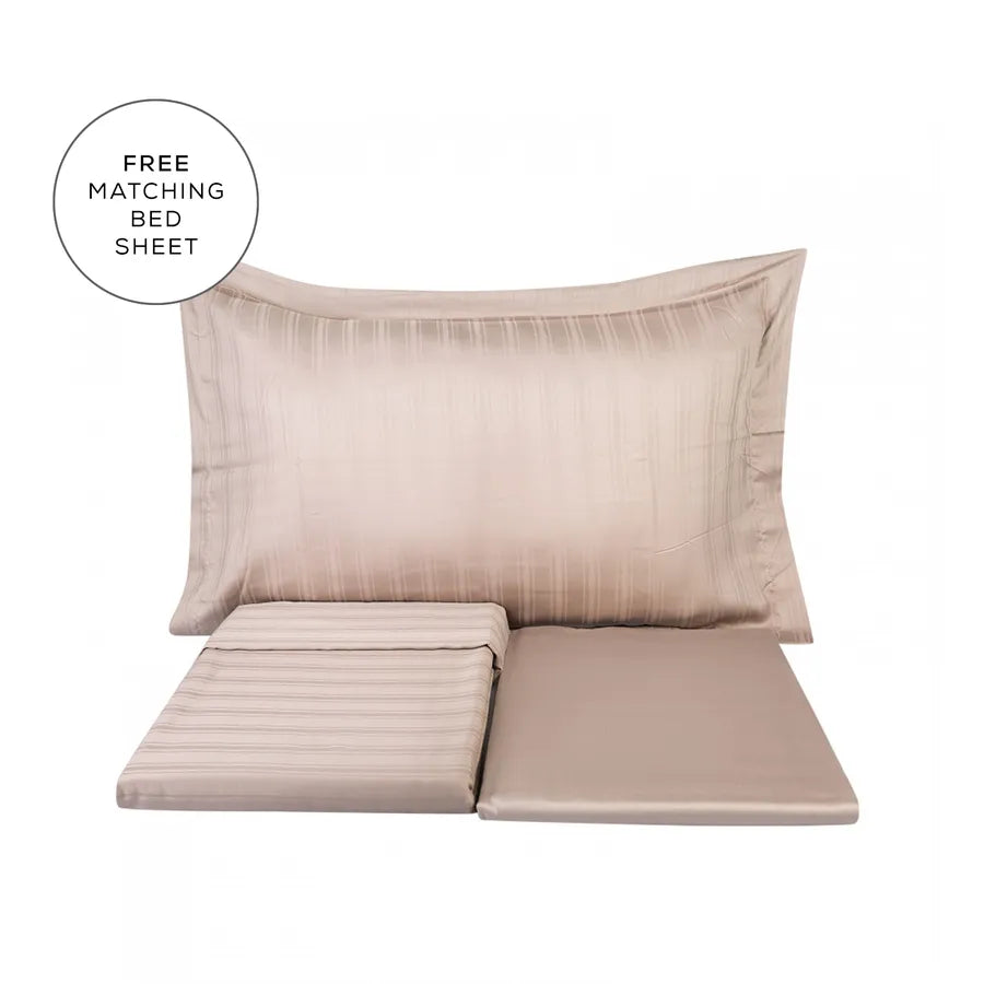 Karaca Home Charm Bold 100% Turkish Cotton Duvet Cover Set with Bed Sheet, Double, Beige