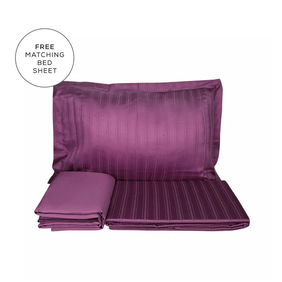 Karaca Home Charm Bold 100% Turkish Cotton Duvet Cover Set with Bed Sheet, Double, Plum