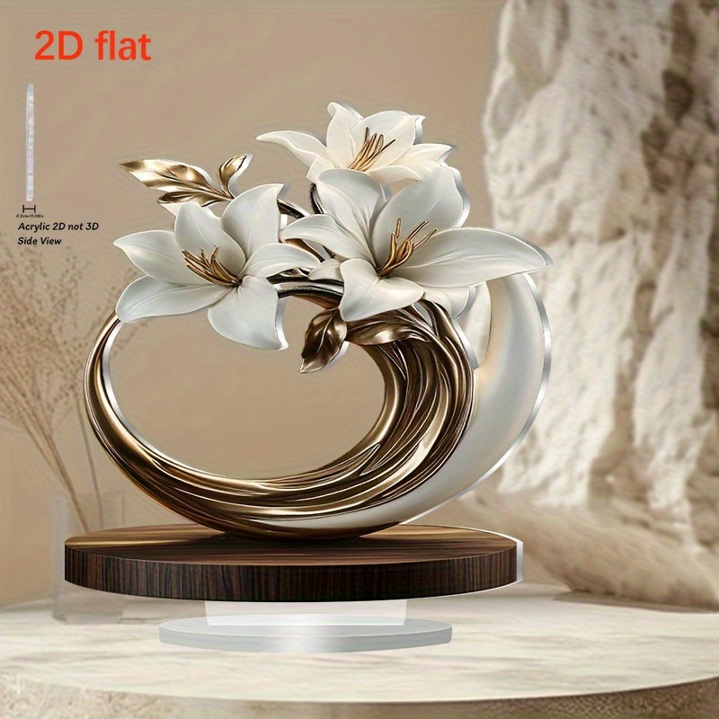 TEMU 2d Flat Product Lily Flower Decoration - Desktop Flower Decoration For Home, Office, Cafe, Multifunctional Home Desktop Decoration, Holiday Gift