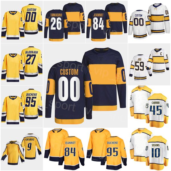 2023 Reverse Retro Hockey 10 Colton Sissons Jerseys 95 Matt Duchene 9 Filip Forsberg 59 Roman Josi Tanner Jeannot Philip Tomasino Alexandre