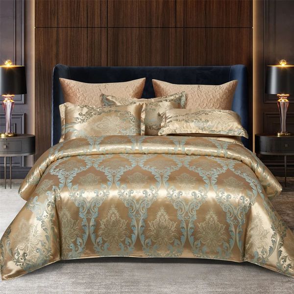 Jacquard Duvet Cover Satin Rayon 220x240cm, 2-People Double Bed Quilt Bedding Set, Queen King Size Comforter 240115