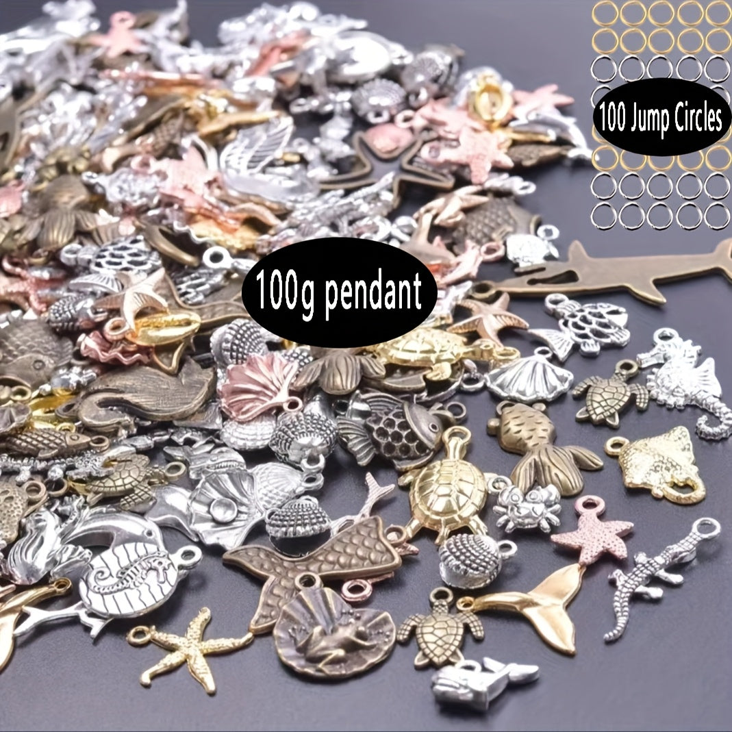 TEMU 100-200g Diy Retro Marine Jewelry Accessories, With Jump Rings, Mixed Color Accessories For Marine Pendants, Keychains, Chest Chains, Necklaces,