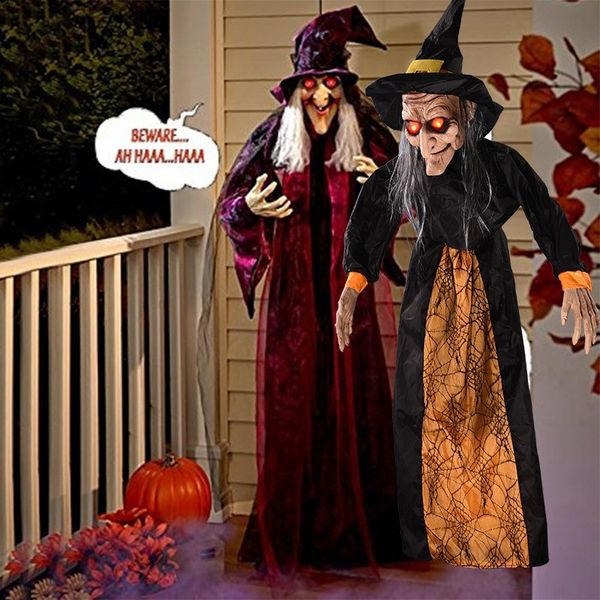 Halloween Decorative Clothing Witch Voice Control Props Ghost Festival Ghost House Bar Toys Horror Toys Electric Light Hanging Ghost