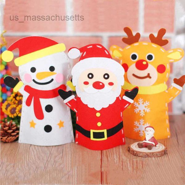 Christmas Toy 3Pcs-Lot DIY Christmas Hand Puppet Toy Children Creative Handmade Materials Craft Kit Xmas Decoration Kids Educational Toys L2