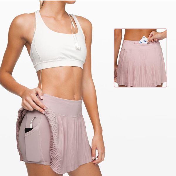 Skirts Women Sports Yoga Workout Shorts Zipper Pockets Tennis Golf Skirt Anti Exposure Fitness Short Skirt 4 Colors