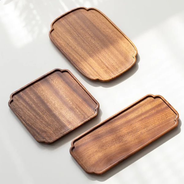 Solid Wood Towel Tray Coffee Cup Plate Tea Tray Fruit Food Storage Holder el Home Decorate Supplies 240712