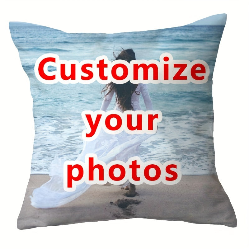 TEMU 1pc Double-sided Customized Pillowcase, Short Plush Customized Double-sided Patterned Cushion Cover, Cover Suitable For Living Room And Bedroom