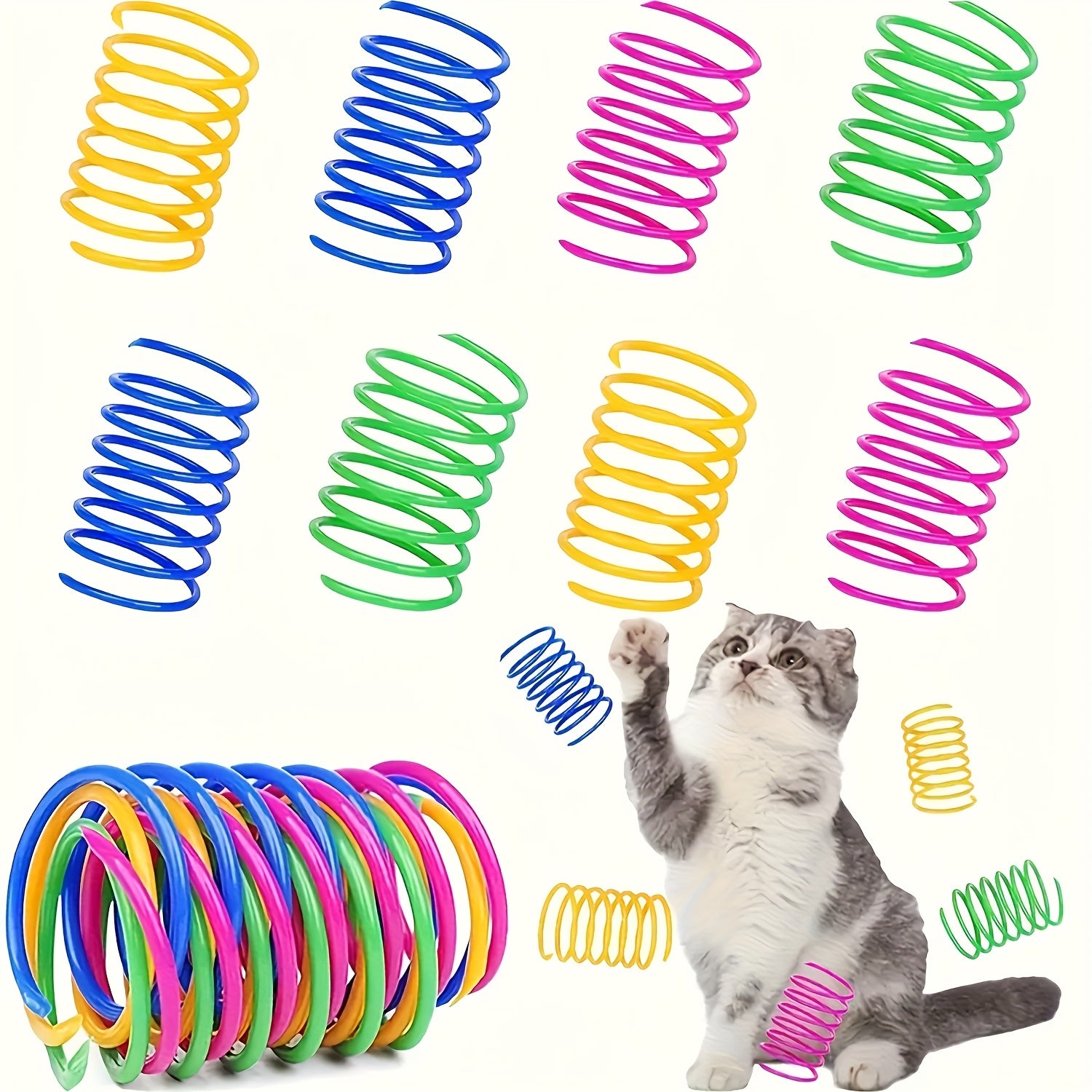 TEMU Cat Toys, 30 Pack Cat Spring Toys For Indoor Cats, Colorful & Durable Plastic Spring Coils Cats To Swat, Bite, Hunt, Interactive Toys For Cats