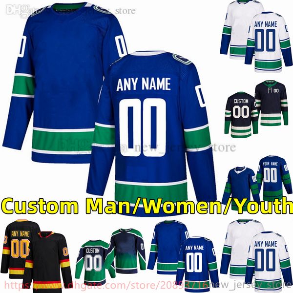 Custom S-6XL Movie College Hockey Wears Jersey Embroidery 43 QuinnHughes 40 EliasPettersson 74 EthanBear 6 BrockBoeser 35 ThatcherDemko 9JTM