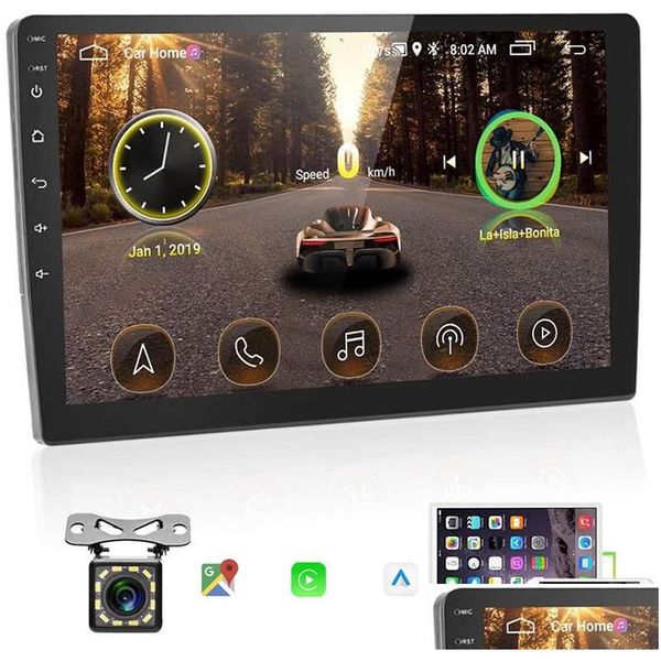 Car Audio Android Double 10.1 Inch Stereo Wireless Carplay 2Gadd32G Touch Sn Monitor Support Bluetooth Wifi Gps Fm Swc Add Rear Came Dhwdk